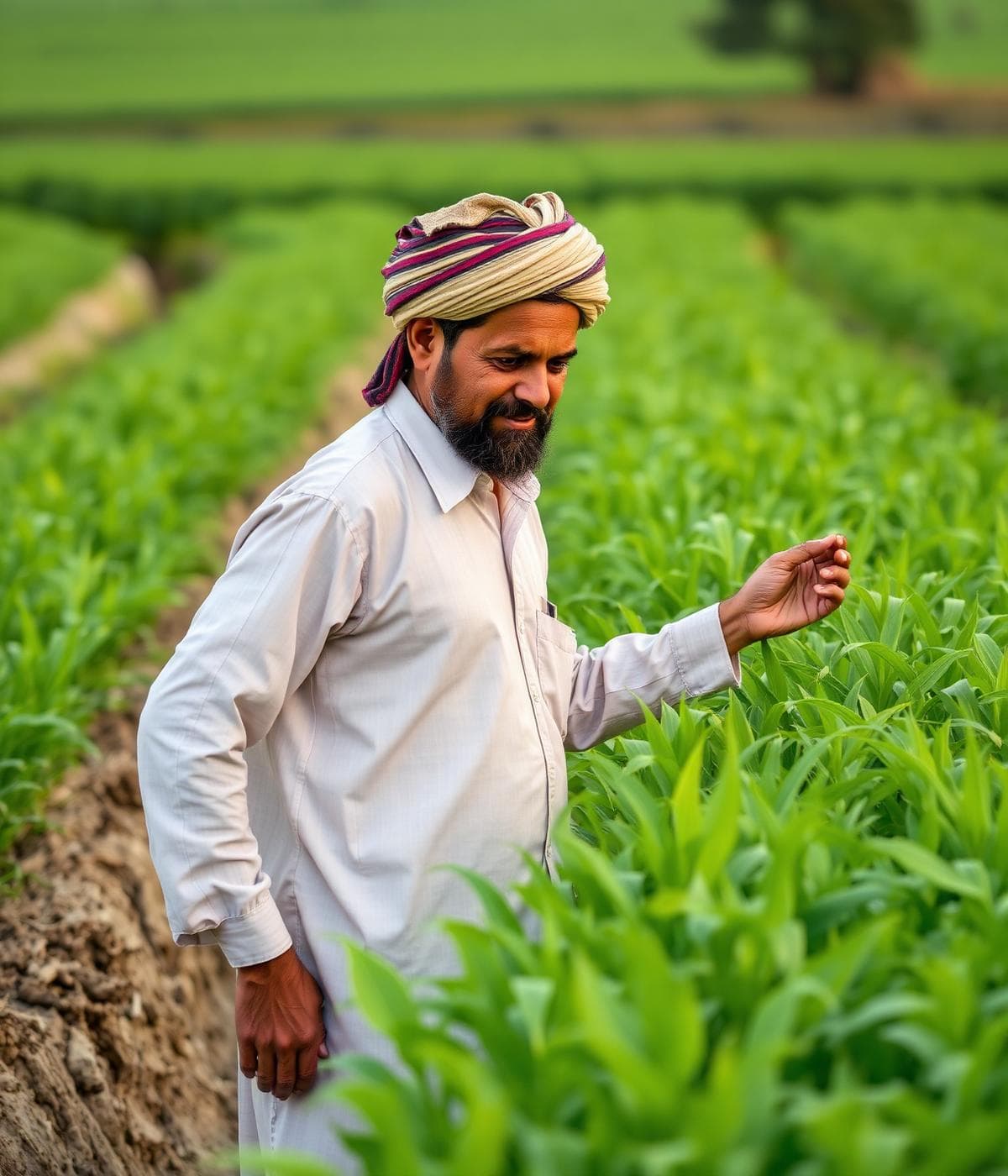 Cultivated farmland with irrigation channels